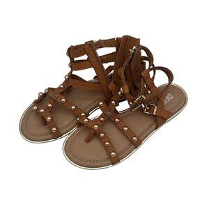 DKNY Womens Tan Gladiator Sandals With Gold Studs Size UK 4 / US 6